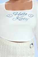 Women's Angel Hello Kitty Graphic Crop Top in Vanilla, 2X