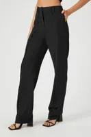 Women's High-Rise Straight-Leg Trousers in Black Large