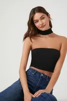 Women's Mock Neck Racerback Crop Top in Black, XL