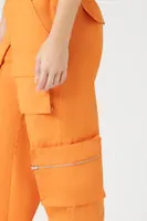 Women's Poplin Cargo Pants in Orange Medium