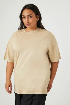 Women's Cotton Crew T-Shirt in Khaki, 1X