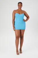 Women's Bodycon Tube Mini Dress in Sky Blue, 3X