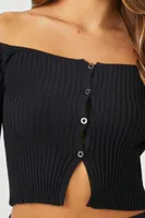 Women's Off-the-Shoulder Cardigan Sweater in Black Small