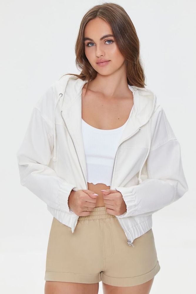 Women's Canvas Zip-Up Hooded Jacket