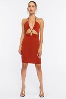 Women's Cutout Halter Mini Dress in Rust Medium