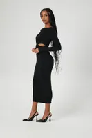 Women's Twist-Front Maxi Sweater Dress in Black, XS