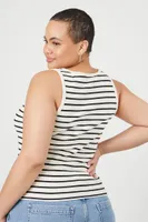 Women's Striped Tank Top in Black/Vanilla, 0X