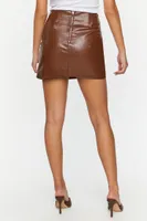 Women's Faux Leather Mini Skirt in Chocolate Small