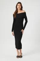 Women's Off-the-Shoulder Foldover Midi Sweater Dress