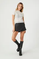 Women's Sheer Lace Mock Neck Top in White Small