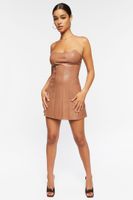 Women's Faux Leather Strapless Mini Dress in Carob Medium