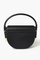 Women's Faux Leather Crescent Crossbody Bag in Black