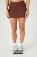 Women's Patch Pocket A-Line Mini Skirt in Chocolate Small