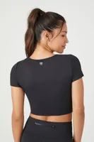 Women's Active Cropped V-Neck Tee in Black Large