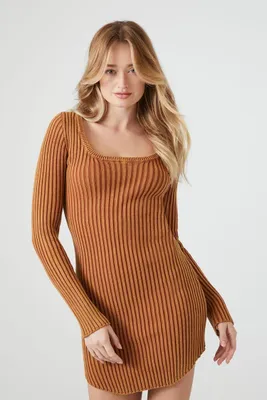Women's Bodycon Sweater Mini Dress Chestnut