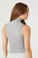 Women's Seamless Sleeveless Turtleneck Top in Heather Grey Medium