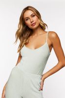 Women's Pleated Velvet Cami Bodysuit in Celadon Medium