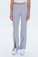 Women's Ribbed Split-Hem Pants in Grey Medium