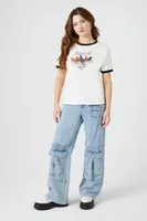 Women's Embroidered Nashville Ringer T-Shirt in White Large