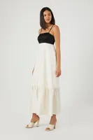 Women's Colorblock Cami Maxi Dress in Black/White Medium