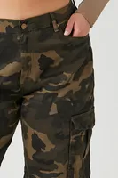 Women's Camo Print Cargo Pants in Olive, 3X