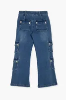 Girls Denim Cargo Pants (Kids) in Medium Denim, 9/10