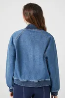 Women's Denim Bomber Jacket in Medium Denim Small