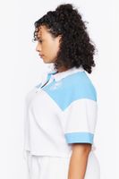 Women's Colorblock Cropped Polo Shirt in Blue, 1X