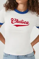 Women's Chelsea Graphic Ringer T-Shirt in White Medium