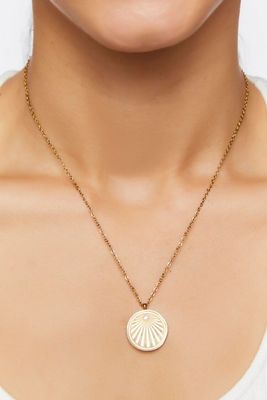 Women's Etched Pendant Necklace in Gold
