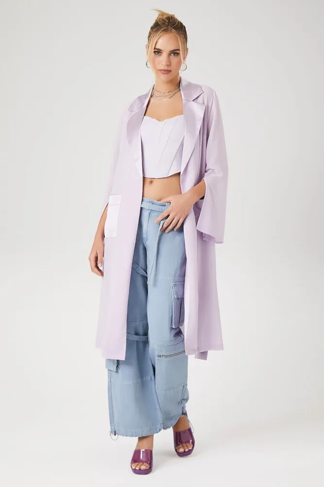 Women's Chiffon Tie-Front Kimono in Lavender Medium