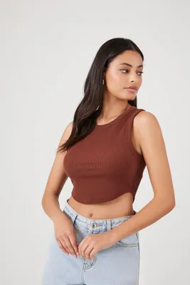 Women's Basic Cropped Tank Top in Cappuccino Large