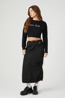 Women's Cropped New York Sweater in Black/White Small