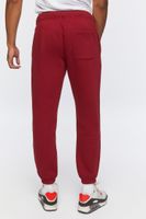 Men Fleece Drawstring Joggers in Burgundy, XXL