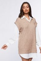 Women's Sweater Vest & Shirt Combo Dress