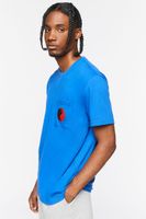 Men Yin Yang Pocket Tee in Blue/Red Medium