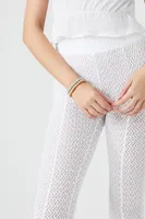 Women's Crochet Flare Pants in White Large