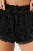 Women's Velvet Ruffle-Trim Pajama Shorts in Black Medium