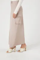 Women's Twill Cargo Midi Skirt in Winter Wheat Small