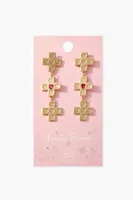 Women's Frasier Sterling Cross Drop Earrings in Gold