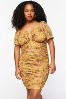 Women's Butterfly Print Mini Dress in Yellow, 3X