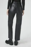 Women's Faux Leather Straight Pants in Black Medium