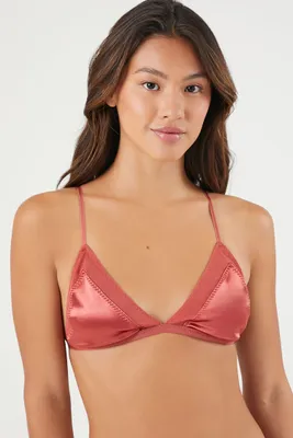 Women's Satin Triangle Lingerie Bralette in Faded Rose Medium