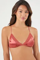 Women's Satin Triangle Lingerie Bralette in Faded Rose Medium