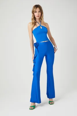 Women's Embellished Flare Leg Pants in Royal Small