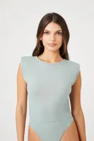 Women's Padded Cap-Sleeve Bodysuit in Sage Medium