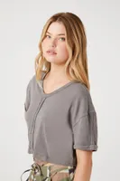 Women's Drop-Sleeve Cropped T-Shirt in Grey Medium