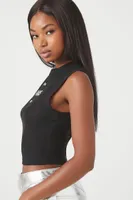 Women's Paris Graphic Crop Top in Black/White Medium