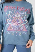 Women's Fleece Pink Floyd Graphic Pullover in Dusty Blue, XS