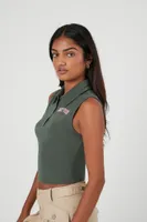 Women's New York Sleeveless Polo Shirt in Green Medium